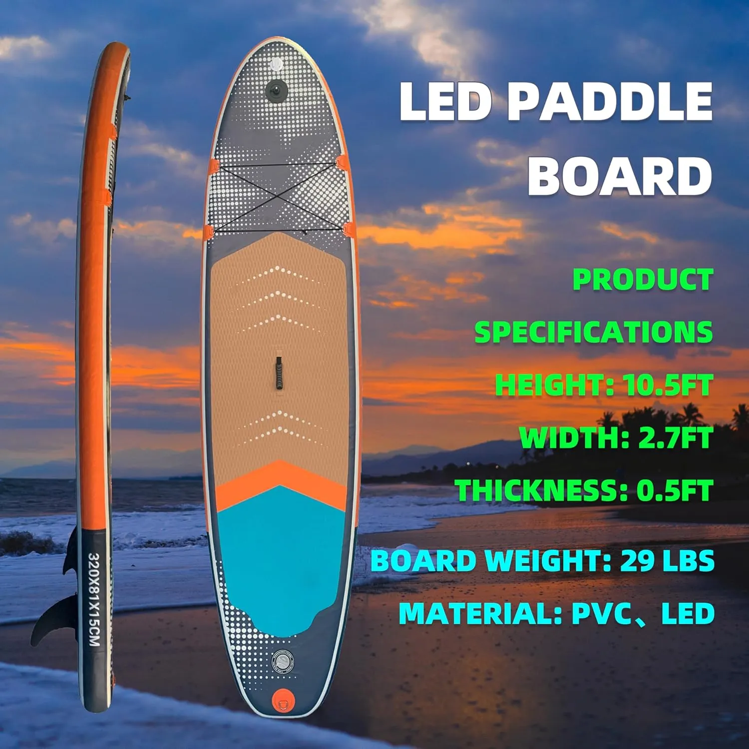 10.5ft Inflatable Paddle Board with Seat, Blow Up Paddle Boards with Kayak Seat for Adults, Stand-up Paddleboards, Inflatable Stand Up Paddle Board on Calm Lake