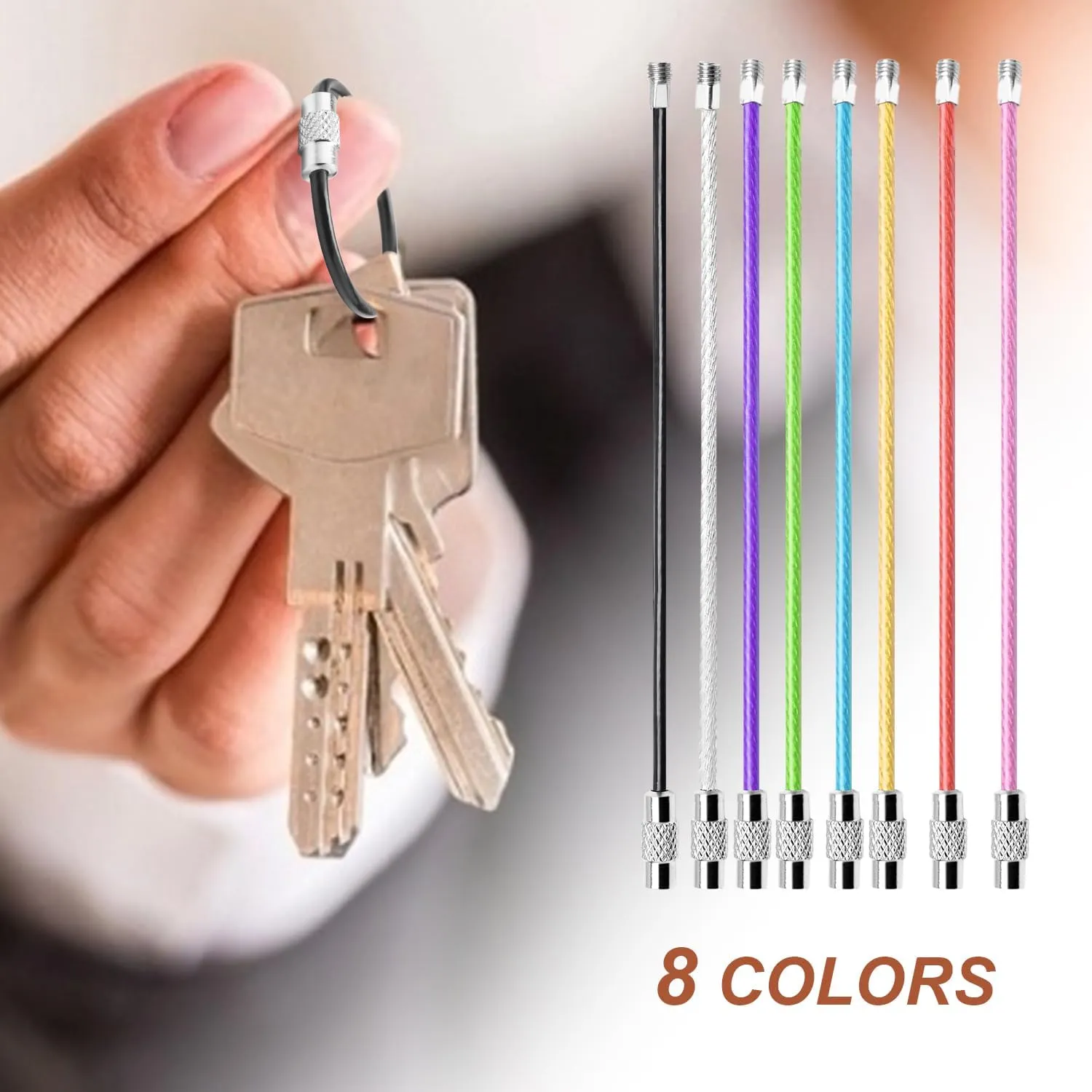 12 Pack Keychain Flexible Rubber Key Ring Luggage Tag Cable Loops Stainless Steel Wire Rings for Car Keys Chains Tag Keyring (4 inch, 2mm)