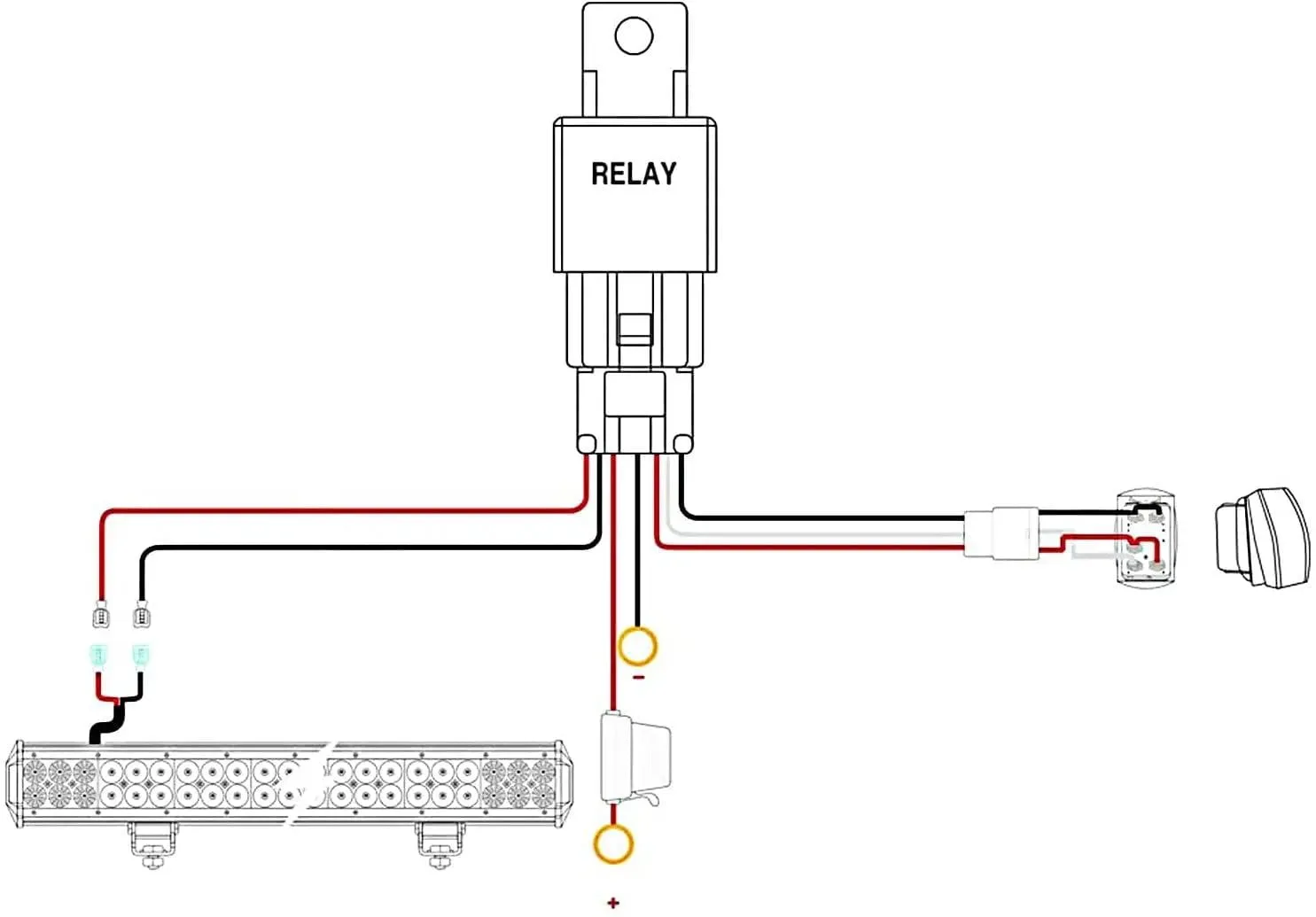 12AWG Wire Harness Kit 1 Lead W/ 12V 5Pin Switch | 3 Fuses | 2 Spade Connectors