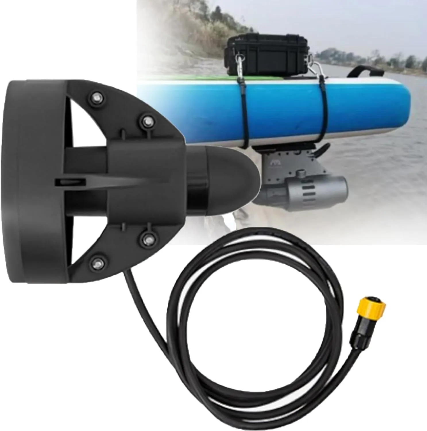 12v Battery Electric Fin, Paddle Board Push Motor Sup Surf Kayak with Battery Kayak Thruster Powered Propeller,Equipped W/Remote Control