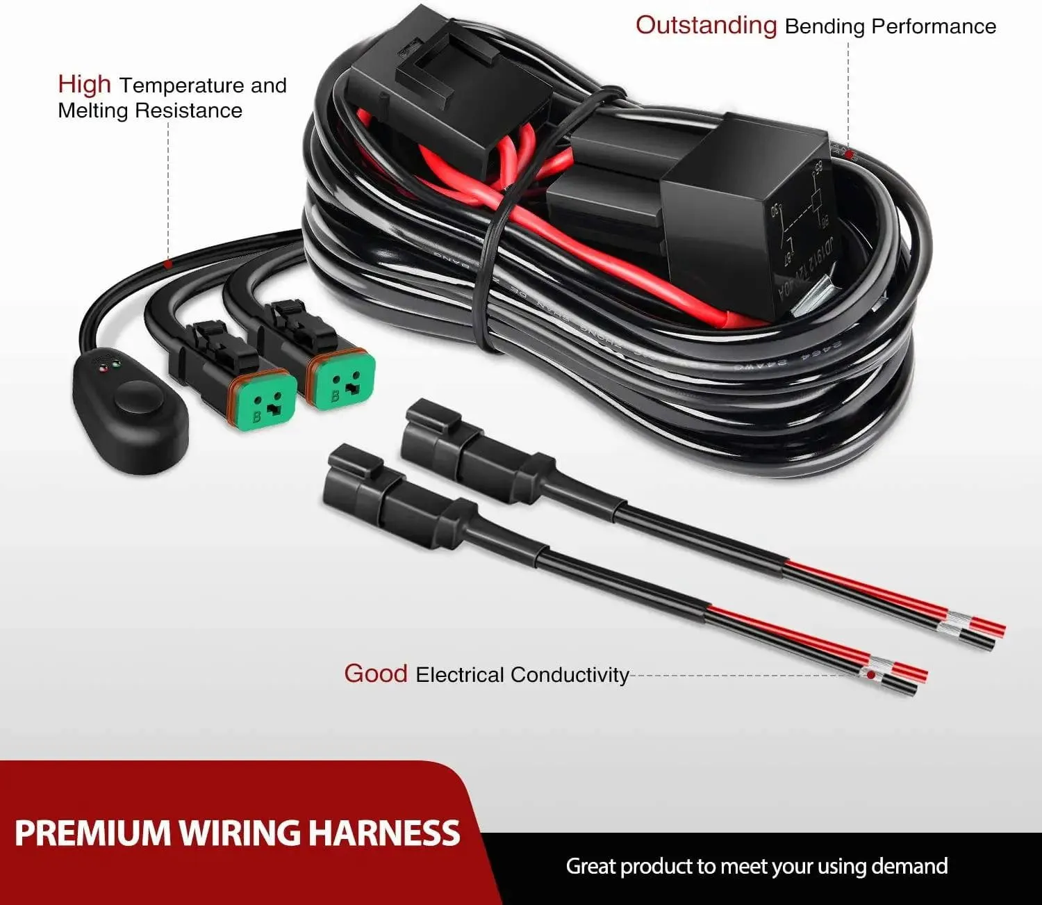 14AWG 11.5FT DT Connector Wire Harness Kit 2 Leads W/ 12V On-Off Switch