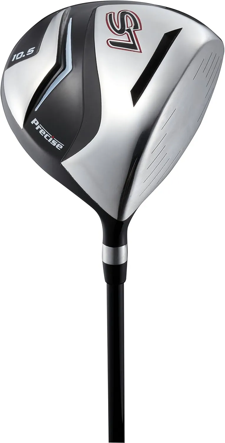 18 Piece Complete Mens Golf Club Set with Titanium Driver, #3 & #5 Fairway Woods, #4 Hybrid, 5-SW Irons, Putter, Stand Bag, 4 H/C's, Mens Golf Clubs Full Set Right Handed