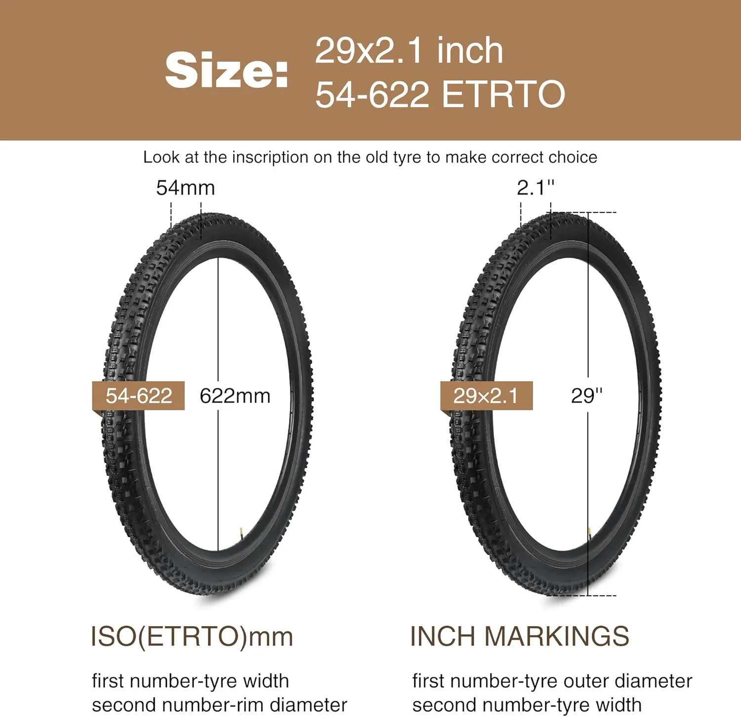 2 Pack 26/27.5/29 Bike Tire,26X2.1/27.5X2.1/ 29X2.1 Mountain Bike Tire, MTB Tyre, with/Without Inner Tubes, Lightweight Folding Bead Replacement Tyre for 26/27.5/29 Inch Mountain Bicycles