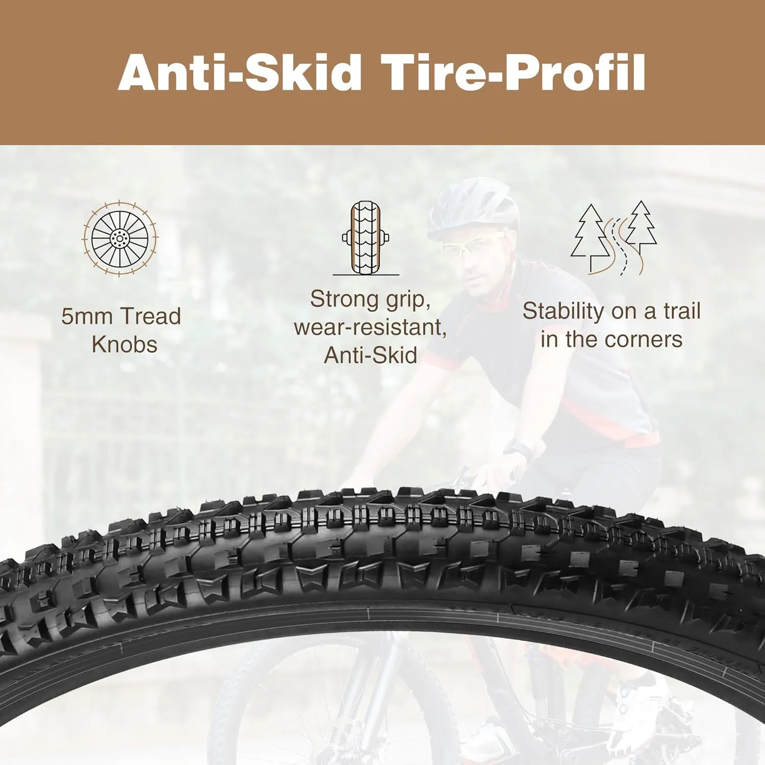 2 Pack 26/27.5/29 Bike Tire,26X2.1/27.5X2.1/ 29X2.1 Mountain Bike Tire, MTB Tyre, with/Without Inner Tubes, Lightweight Folding Bead Replacement Tyre for 26/27.5/29 Inch Mountain Bicycles