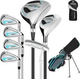 8 Pieces Complete Golf Club Set  Full Set with Bag, Fairway Wood, Hybrid, Irons, Putter  Lightweight, Beginner Friendly, Premium Quality, Distance & Accuracy, Easy to Use for Men & Women