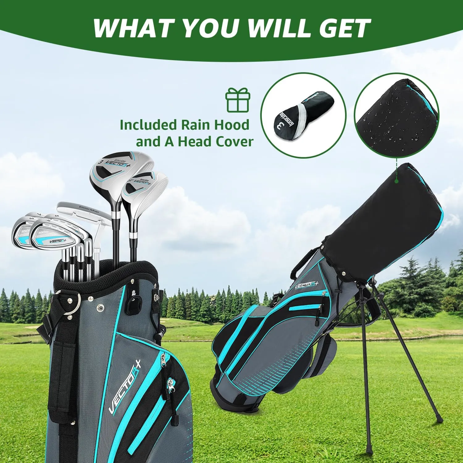 8 Pieces Complete Golf Club Set  Full Set with Bag, Fairway Wood, Hybrid, Irons, Putter  Lightweight, Beginner Friendly, Premium Quality, Distance & Accuracy, Easy to Use for Men & Women