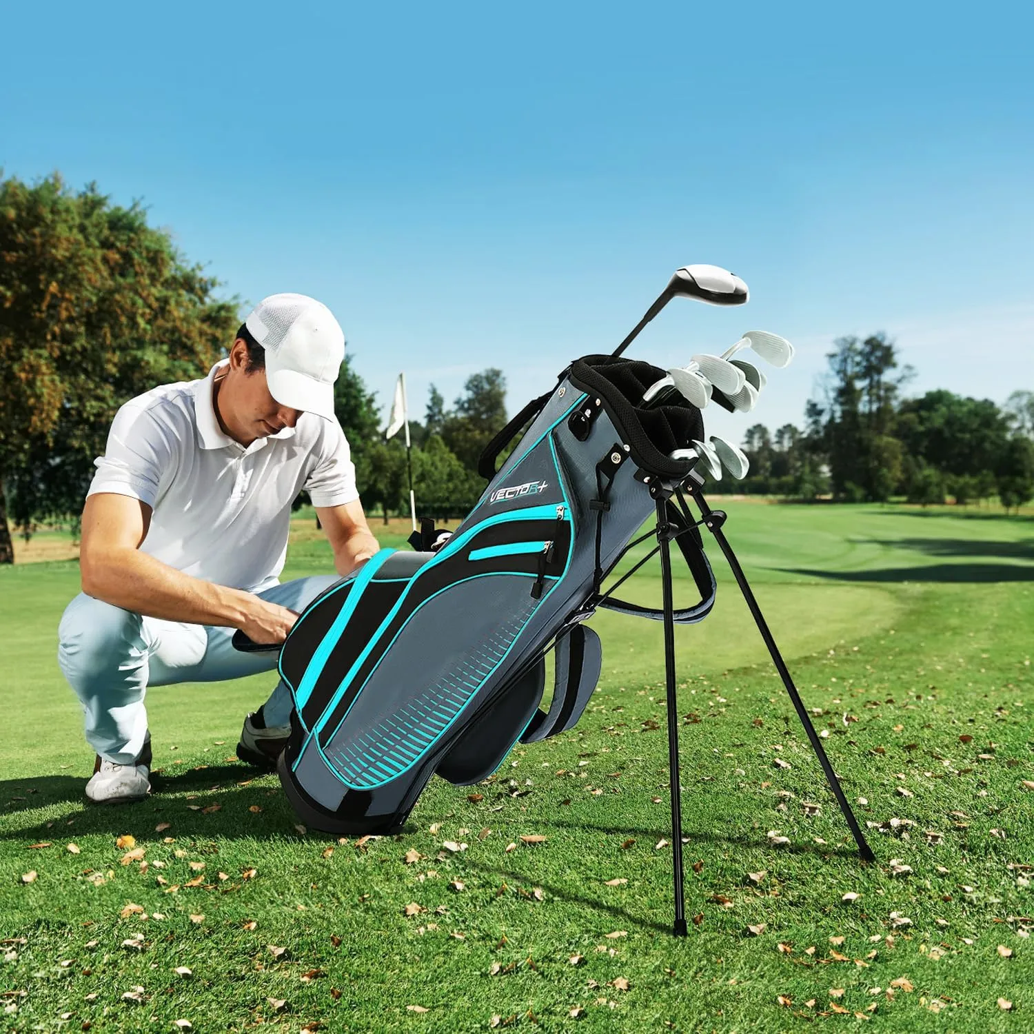 8 Pieces Complete Golf Club Set  Full Set with Bag, Fairway Wood, Hybrid, Irons, Putter  Lightweight, Beginner Friendly, Premium Quality, Distance & Accuracy, Easy to Use for Men & Women