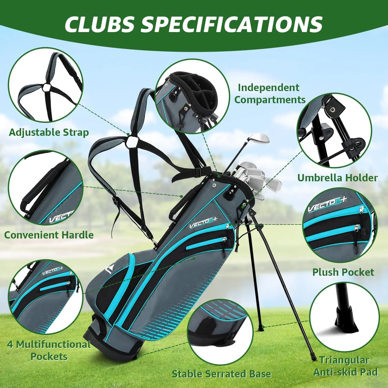 8 Pieces Complete Golf Club Set  Full Set with Bag, Fairway Wood, Hybrid, Irons, Putter  Lightweight, Beginner Friendly, Premium Quality, Distance & Accuracy, Easy to Use for Men & Women