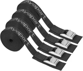 Ayaport Stainless Steel Cam Buckle Tie Down Lashing Straps 2500lbs Break Strength Heavy Duty Car Roof Rack Strap for Kayak, SUP, Surfboard, Cargo, Motorcycle, Truck, Boat, Dirt Bike