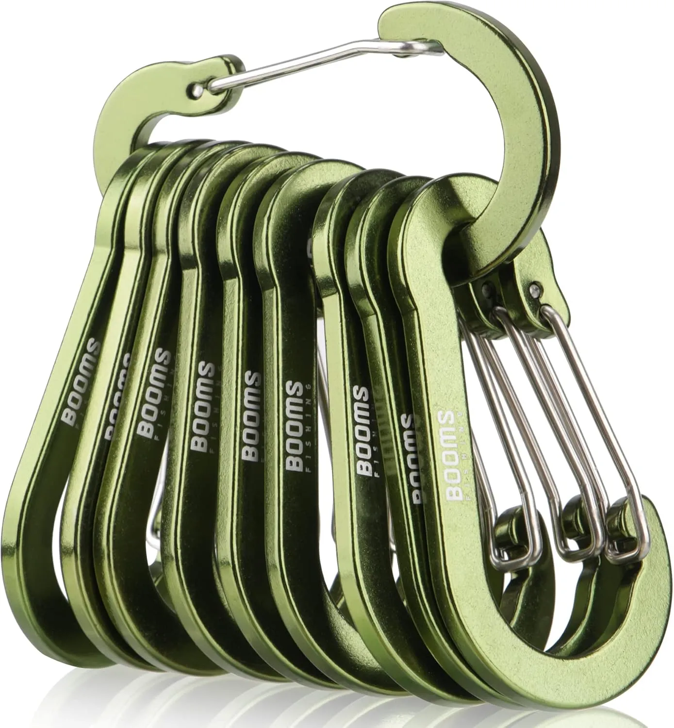 Booms Fishing CC5 Multi-Use Carabiner Clips, 10 Pack 2.7" Small Caribeener Clips, Mini Keychain Aluminum Caribeaner Clip