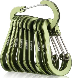 Booms Fishing CC5 Multi-Use Carabiner Clips, 10 Pack 2.7" Small Caribeener Clips, Mini Keychain Aluminum Caribeaner Clip