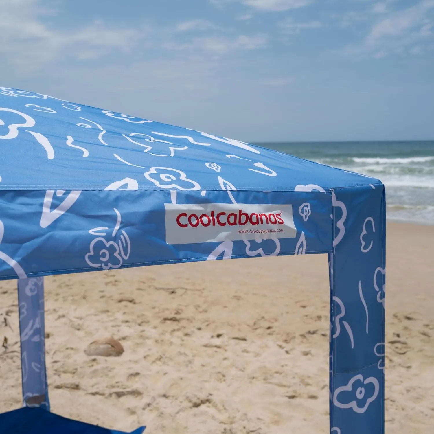 CoolCabana Beach Shade Tent - Easy Setup, UPF 50  Protection, Large & Medium Sizes, Compact & Wind Resistant - Beach Cabana for The Whole Family - Byron Blue, Large