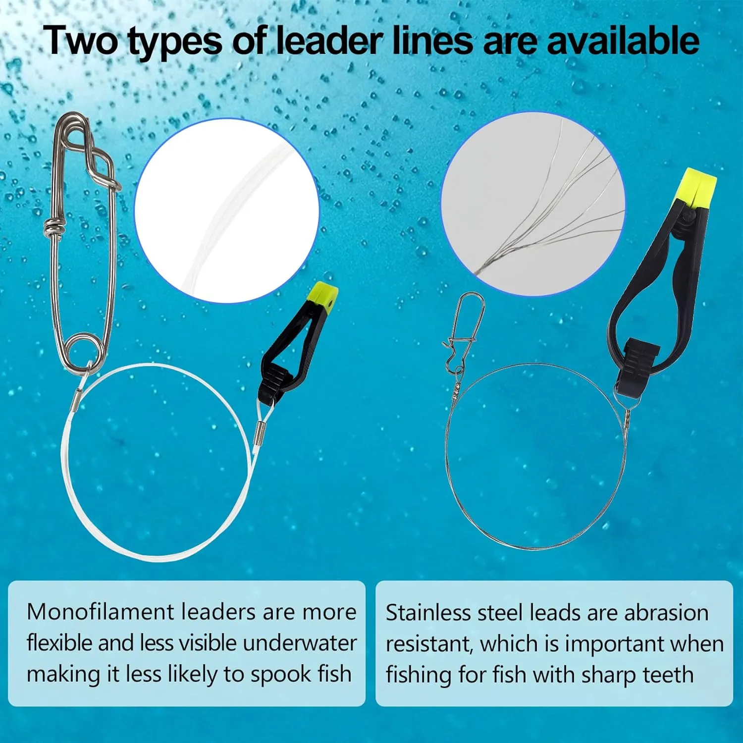 Downrigger Line Release Clips, 18-Inch Leader with Snap, Weight Release Clips for Planer Board Downrigger Trolling Offshore Fishing