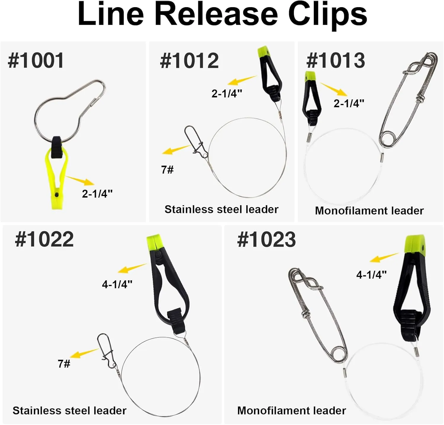 Downrigger Line Release Clips, 18-Inch Leader with Snap, Weight Release Clips for Planer Board Downrigger Trolling Offshore Fishing