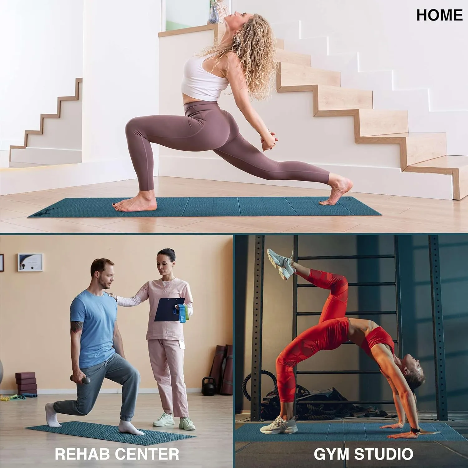 Foldable Yoga Exercise Mat  Lightweight, Anti-Slip, and Easy to Store for Yoga, Pilates, Home Workouts, and Floor Exercises
