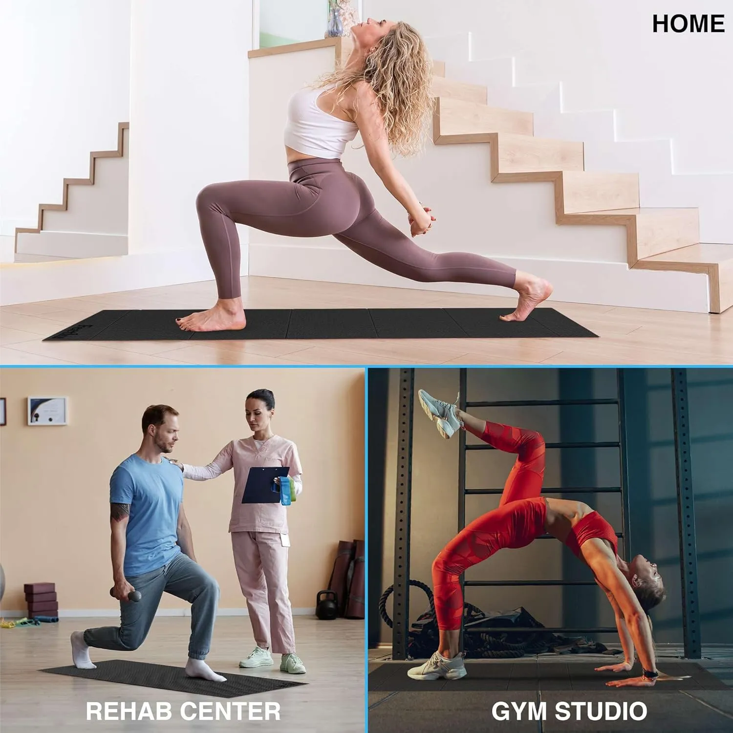 Foldable Yoga Exercise Mat  Lightweight, Anti-Slip, and Easy to Store for Yoga, Pilates, Home Workouts, and Floor Exercises