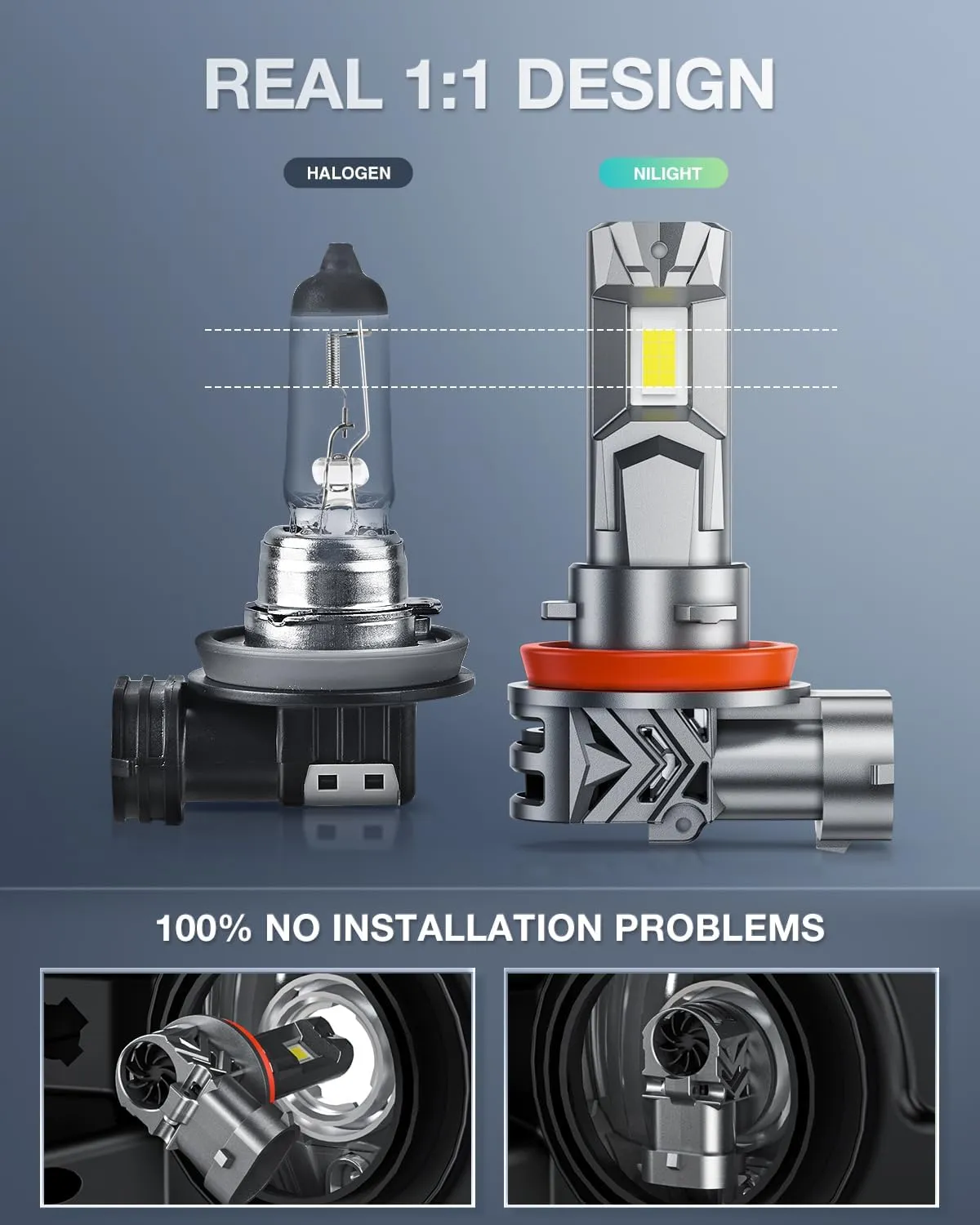 H11/H9/H8 LED Headlight Bulbs E4S Series 80W 20000LM 6500K IP67 | 2 BULBS
