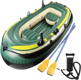 Heavy Duty Inflatable Kayak for 2-3 Persons, PVC Fishing Boat with Paddle Mounts, Foldable Rubber Dinghy for Lakes, Rivers & Outdoor Use