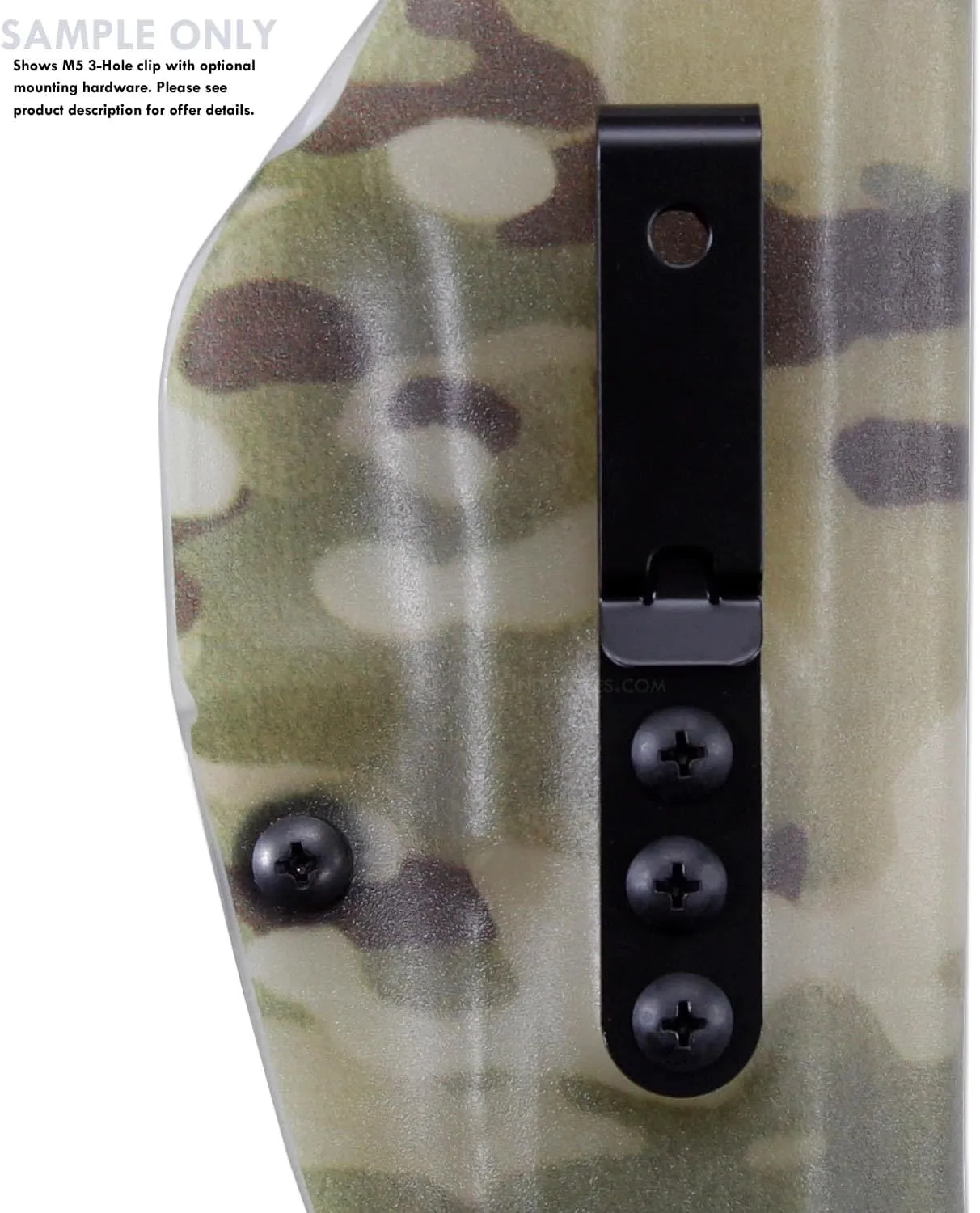 HolsterSmith Universal Metal Belt Clip for Holster Making - (Model 5) - (3-Hole) - (Tactical Black) - (w/SPTHA Mounting Hardware) - (1 Pack)