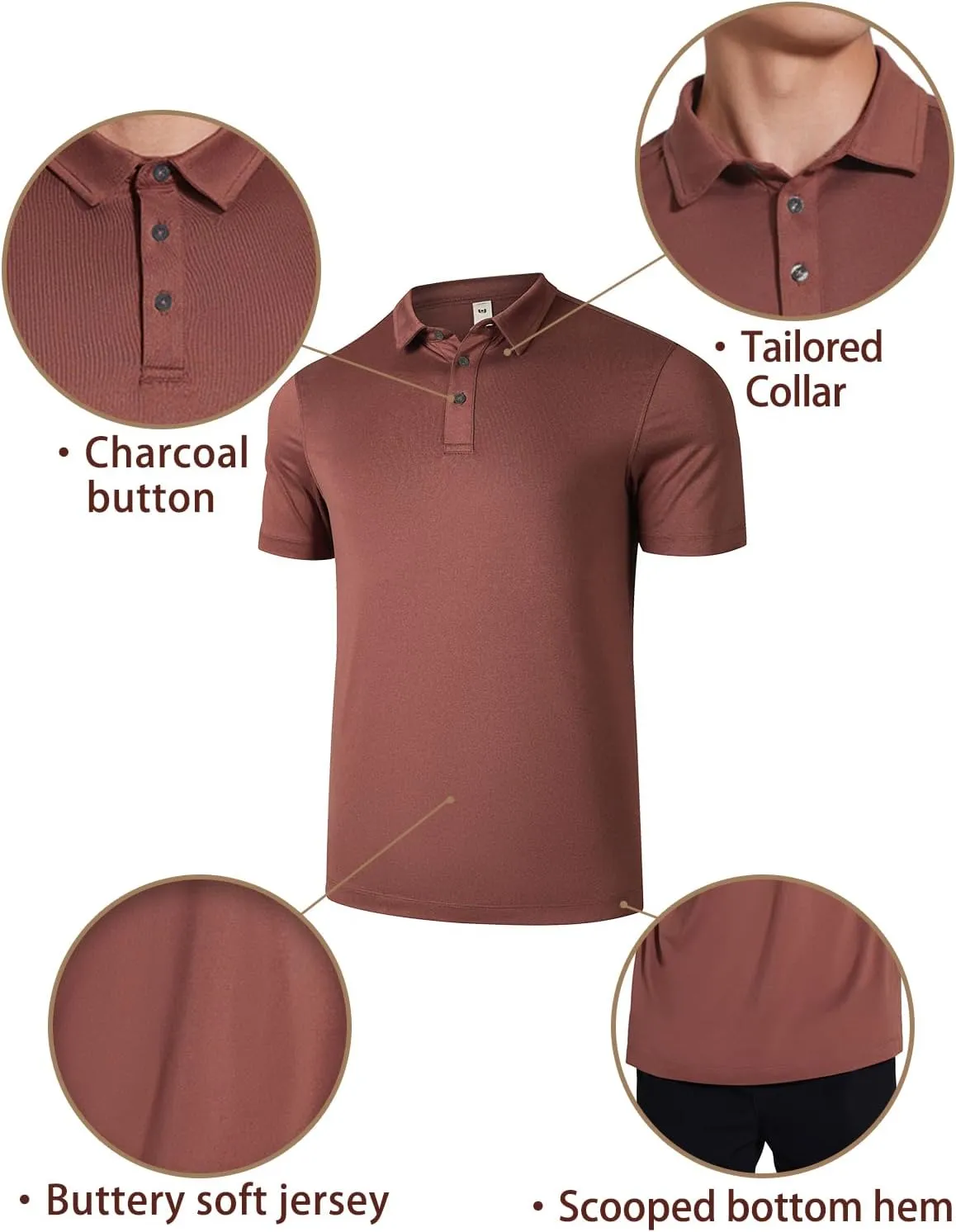 Men's Performance Golf Polo Shirt - Lightweight, Quick-Dry & Anti-Odor Stretch Fabric, UPF 50  Golf Tennis Casual Wear