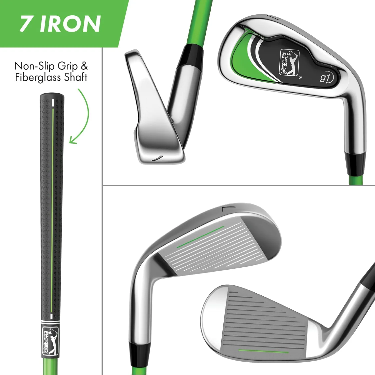 PGA TOUR Youth Golf Club Set  Ages 3-5 (36-41) and 5-8 (41 - 4'8") Right and Left Handed Beginner Junior Golf Clubs with Lightweight Golf Bag, Mallet Putter, Driver by Golfgen