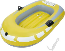 plplaaoo Inflatable One Person Boat Heavy Duty PVC Material Stable Pressure Resistant Rowing Air Boat for Fishing Drifting Diving Casual Surfing Maximum Load Capacity 180kg