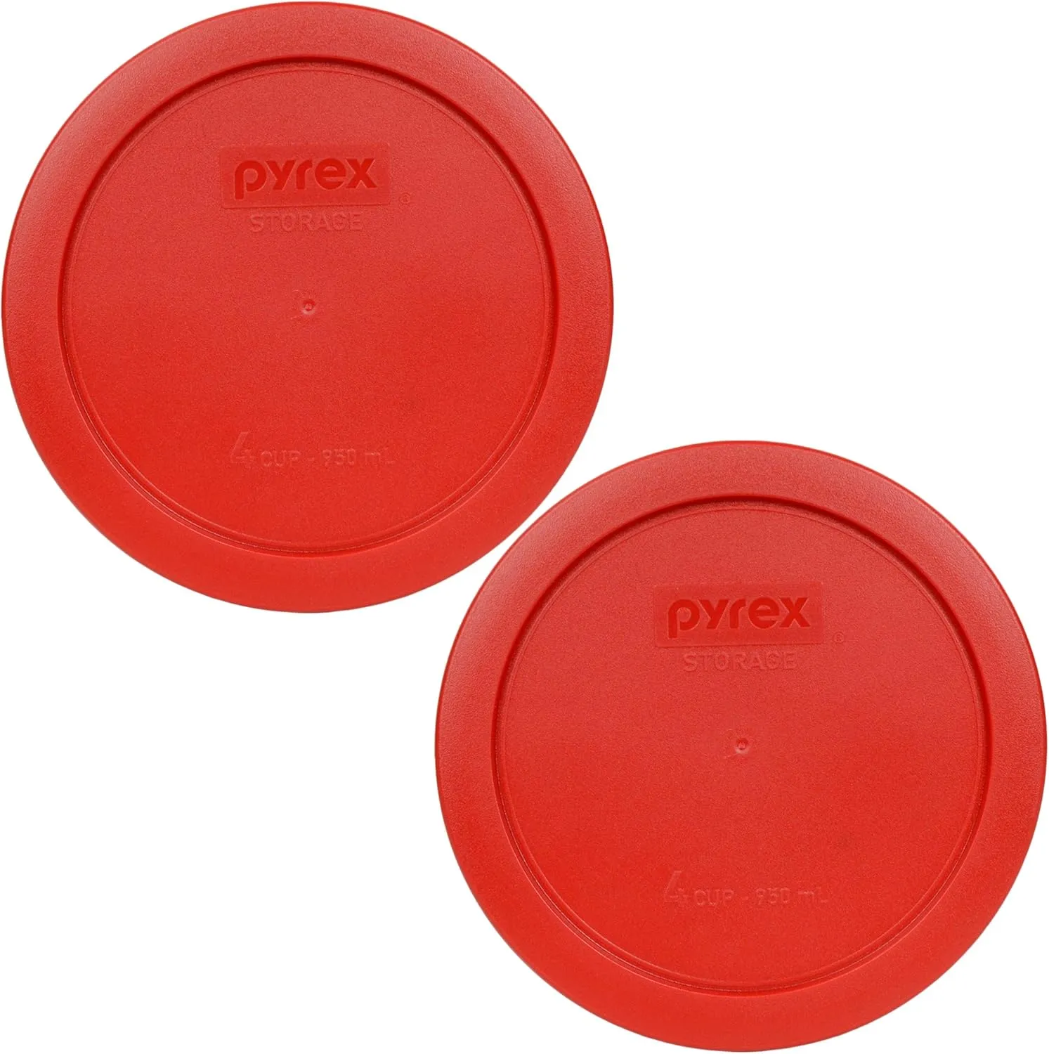 Pyrex 7201-PC 4-Cup Poppy Red Replacement Food Storage Plastic Lids - 2 Pack - Original Genuine Pyrex - Made In The USA